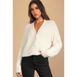 Keep Me Bundled Cream Fuzzy Knit Cardigan